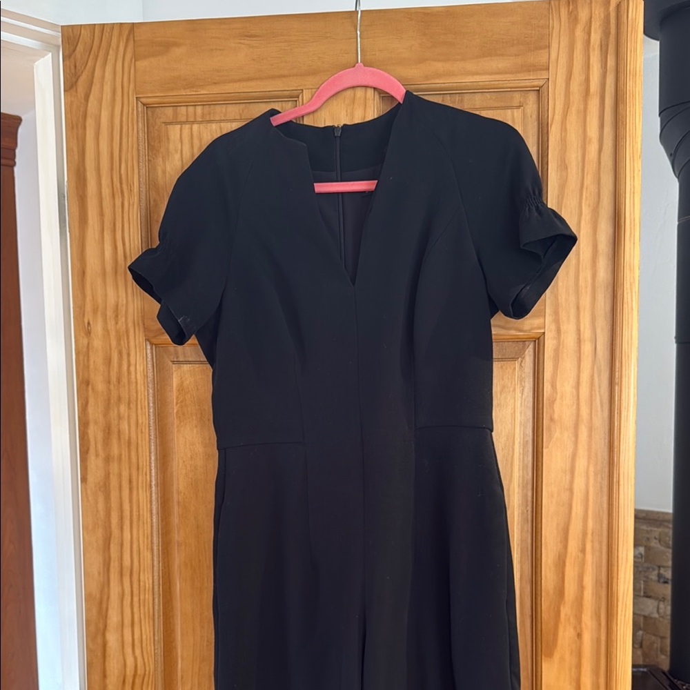 Black Halo Black V-Neck Sheath Midi Jumpsuit